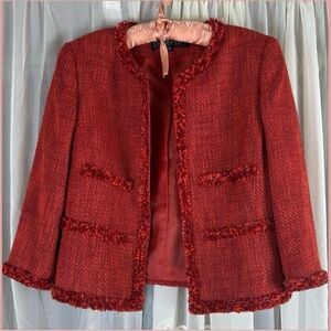 Kasper Women's Red Tweed Open Blazer